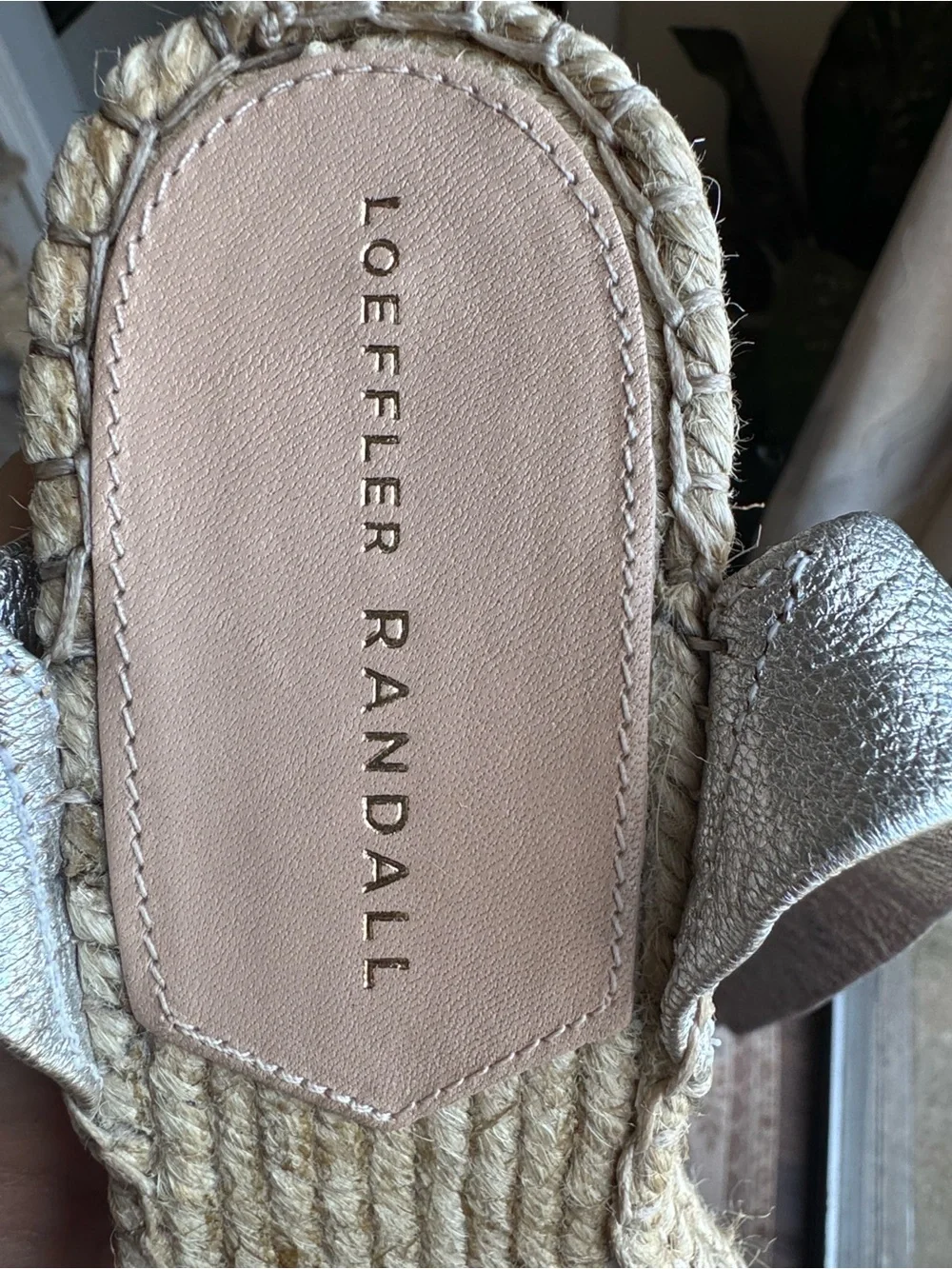Loeffler Randall Silver Metallic Espadrille Wedge Sandals